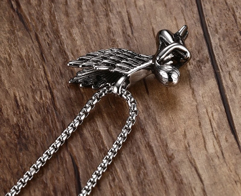 36MM Titanium Steel Angel Pendant Necklace