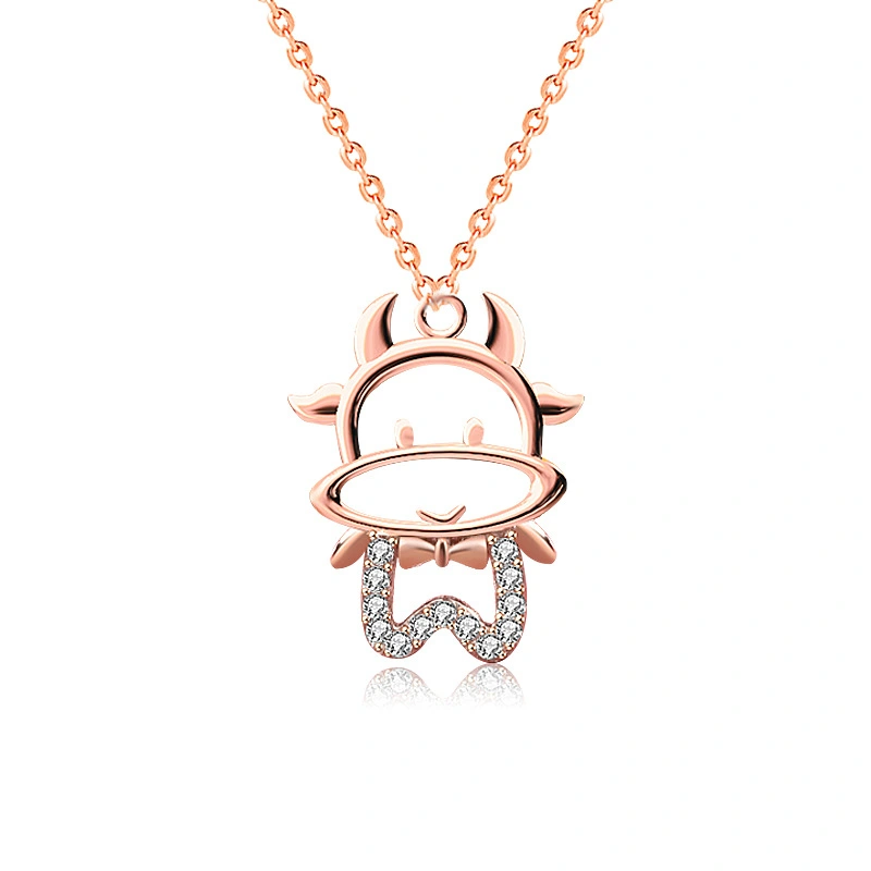 S925 Sterling Silver Zodiac Bull Clavicle Chain