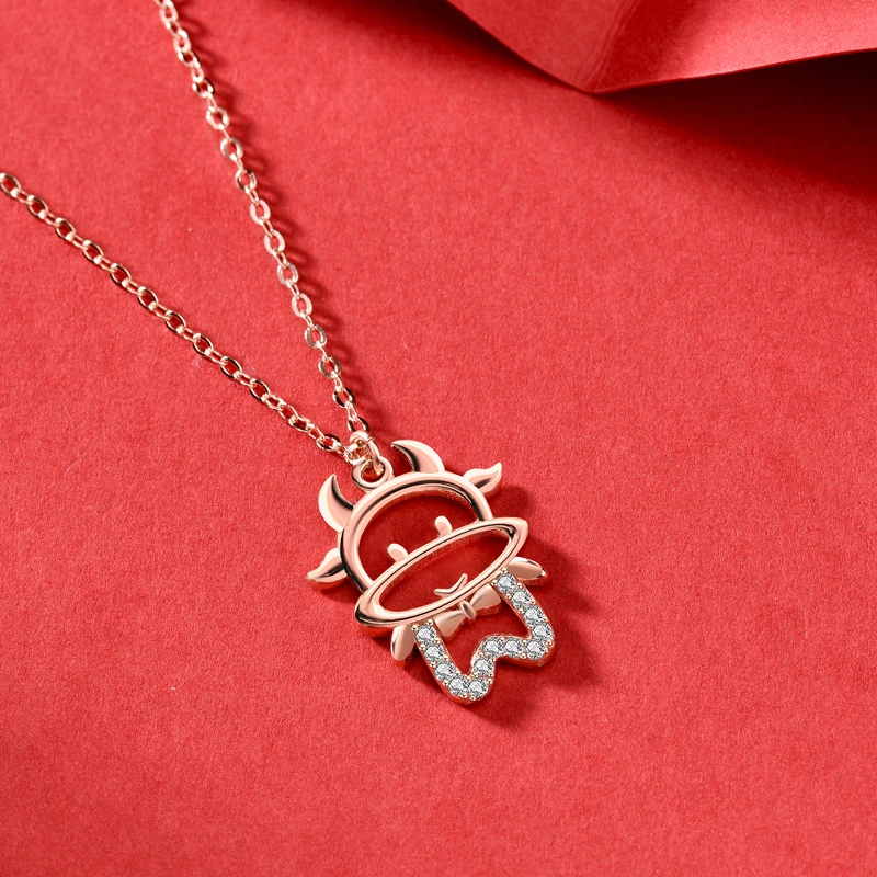 S925 Sterling Silver Zodiac Bull Clavicle Chain