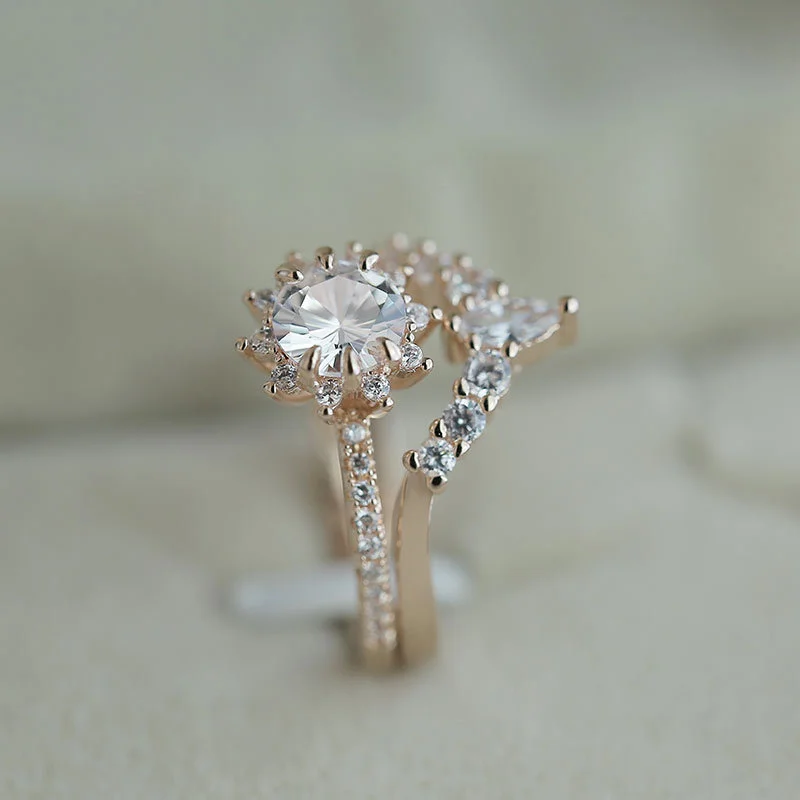 Sun flower zircon ring