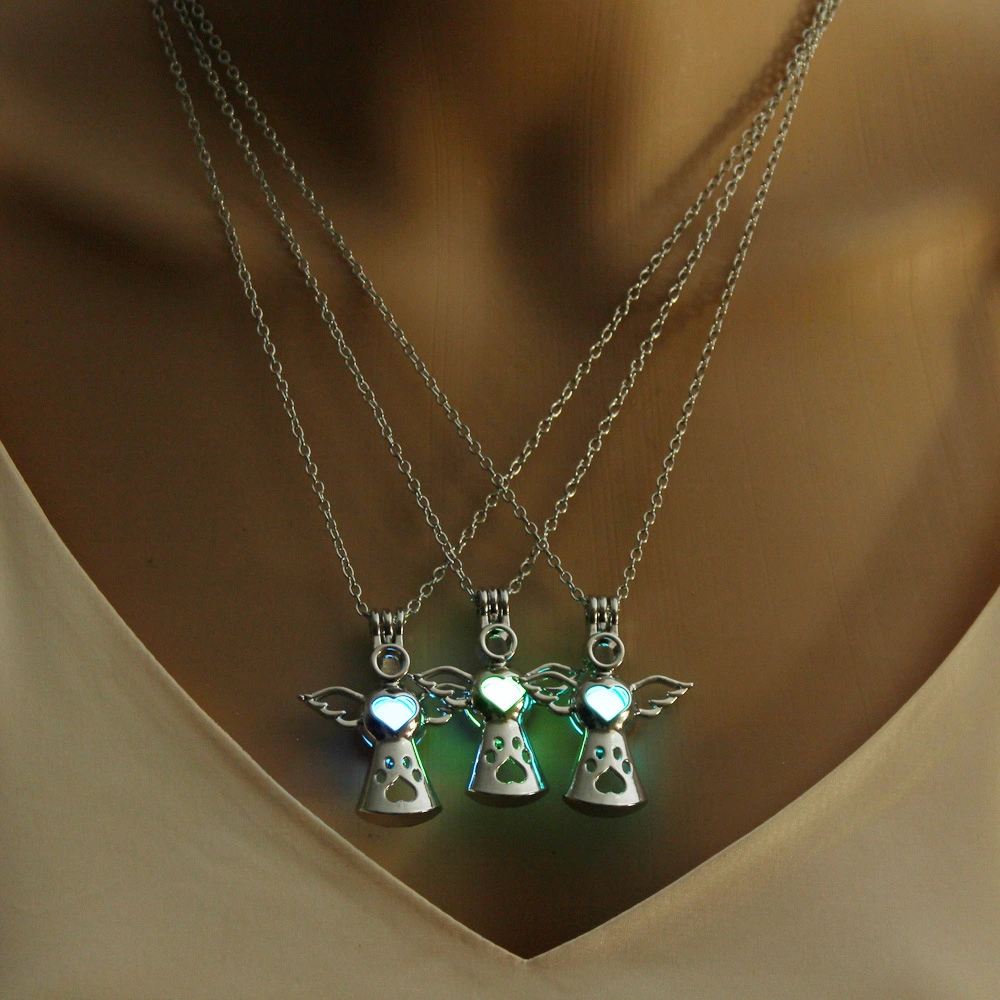 Natural Fluorescent Stone Luminous Angel Necklace