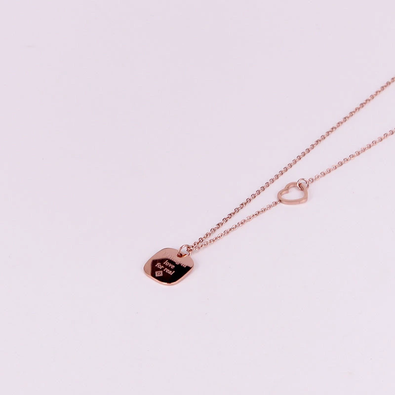 Square card hollow heart necklace