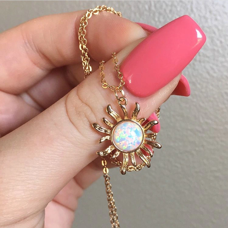 Sun flower opal necklace