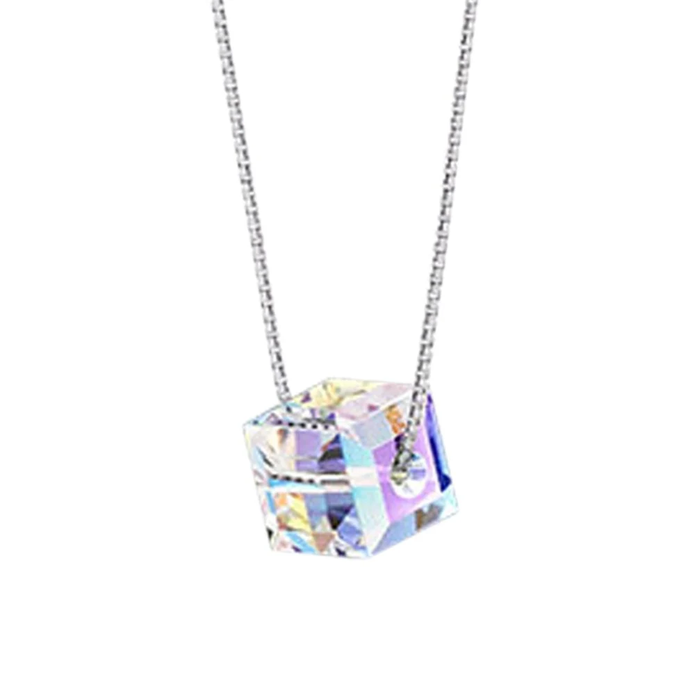 Aurora sugar cube necklace ladies Austrian crystal pendant European and American cross-border explosive accessoriesr