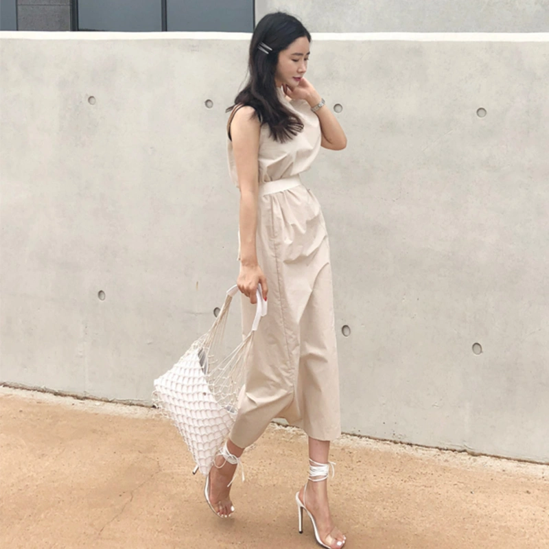 Women's slim-necked side slit dress