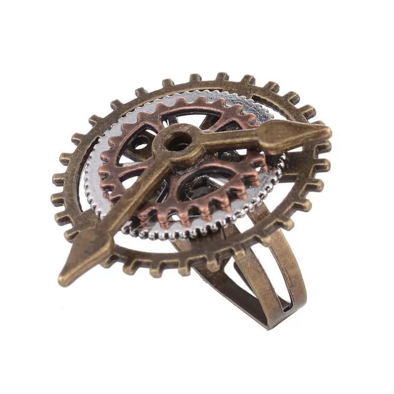 Vintage Design Clock Hand Gears Steampunk Ring