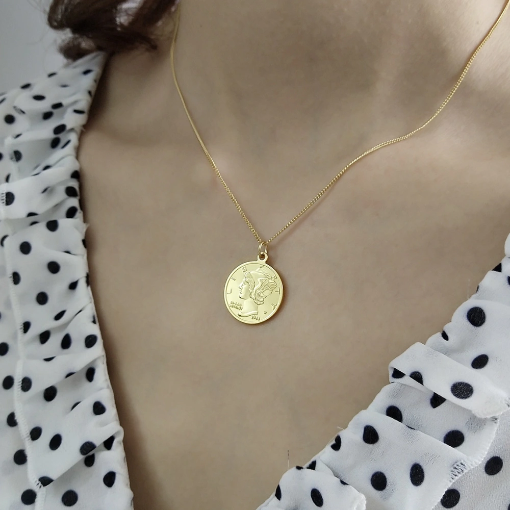 925 gold coin necklace