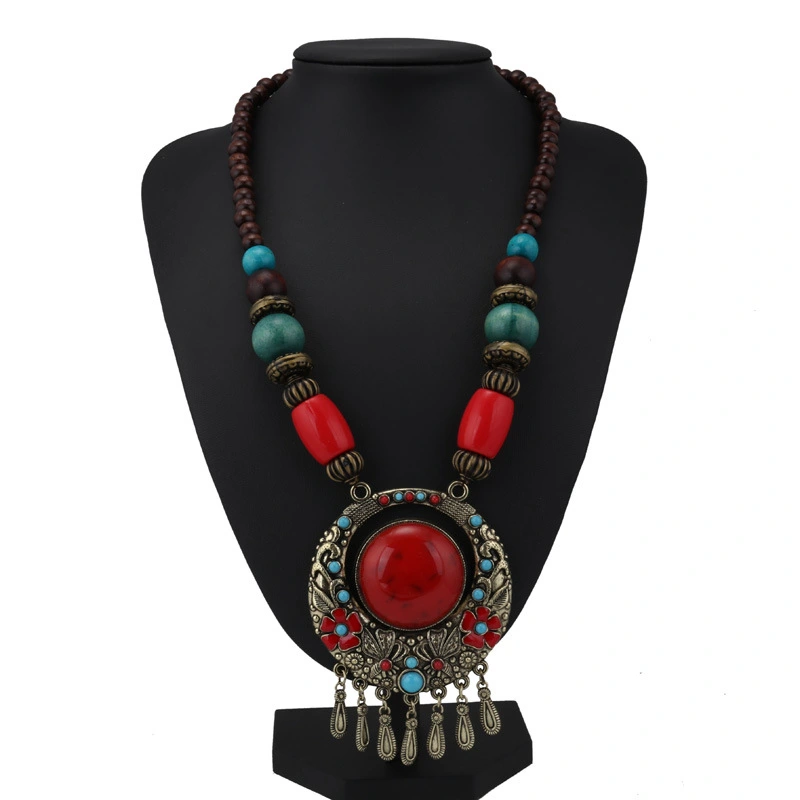 Bohemian ethnic style beaded long necklace