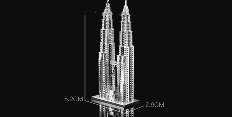 3D Metal Assembly Model Diy Puzzle Petronas Twin Towers