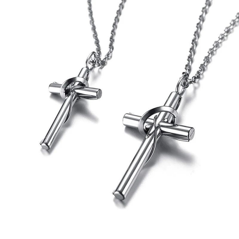 Stainless steel couple cross pendant