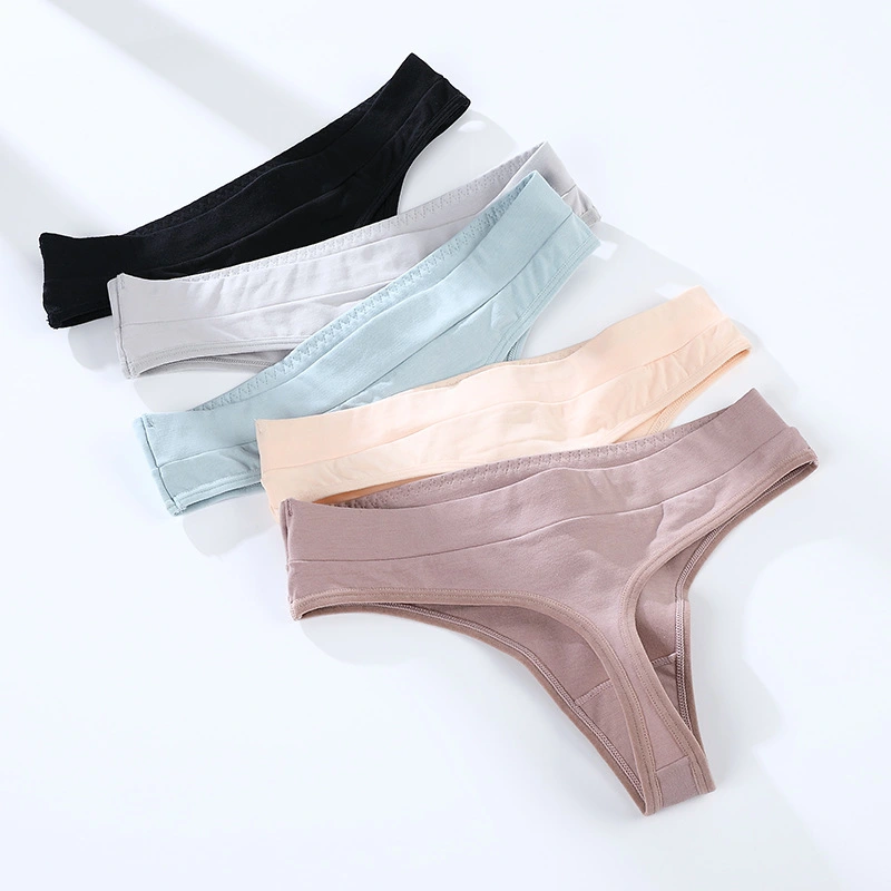 Low waist elastic seamless pants with cotton crotch