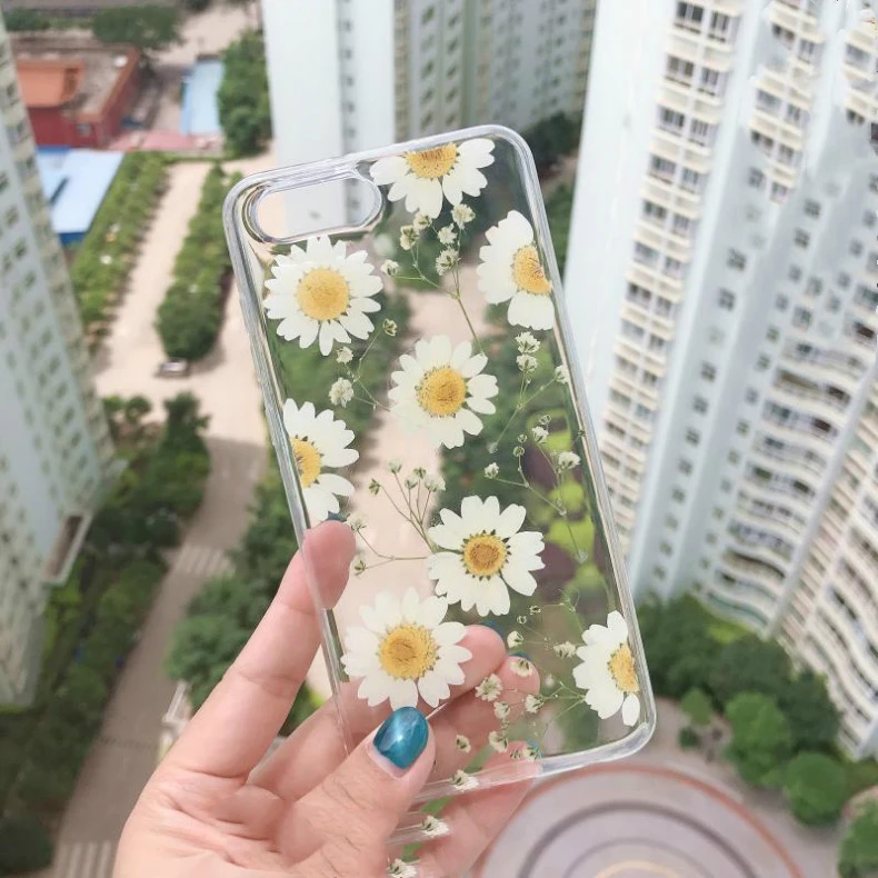 Compatible with Apple , Handmade Immortal Flower Phone Case Daisy Anti-Drop