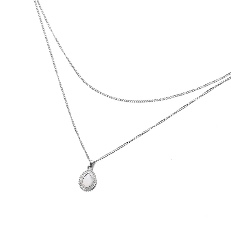 Water drop pendant multilayer necklace