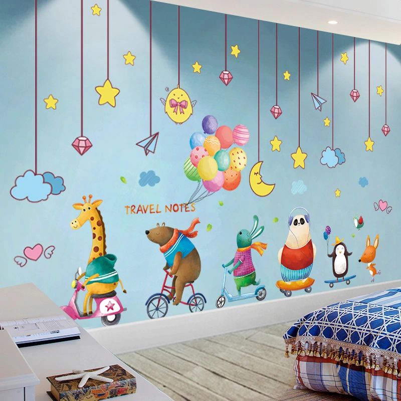 Cartoon kids Room Layout Wallpaper Self-Adhesive 