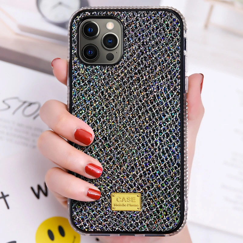 Compatible with Apple , New Mobile Phone Case With Skin Flashing Diamond Shell Snake Pattern