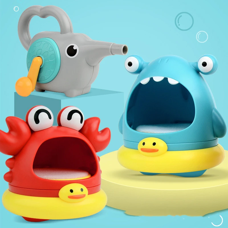 Bubble Blowing Shark Bathroom Bath Toys Children Outdoor Playing In Water Crab Blowing Foam Making Machine