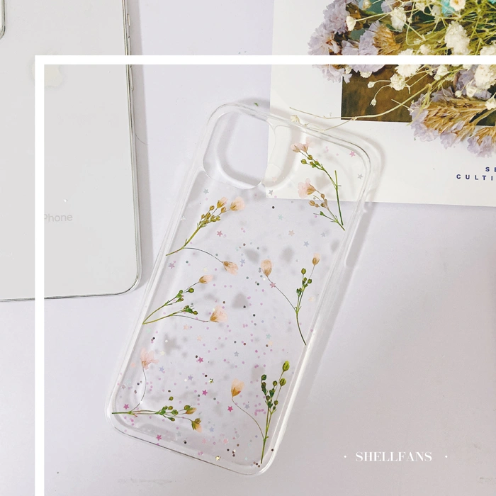 Compatible with Apple , Real Flower Gypsophila Dry Flower Epoxy Glitter Phone Case