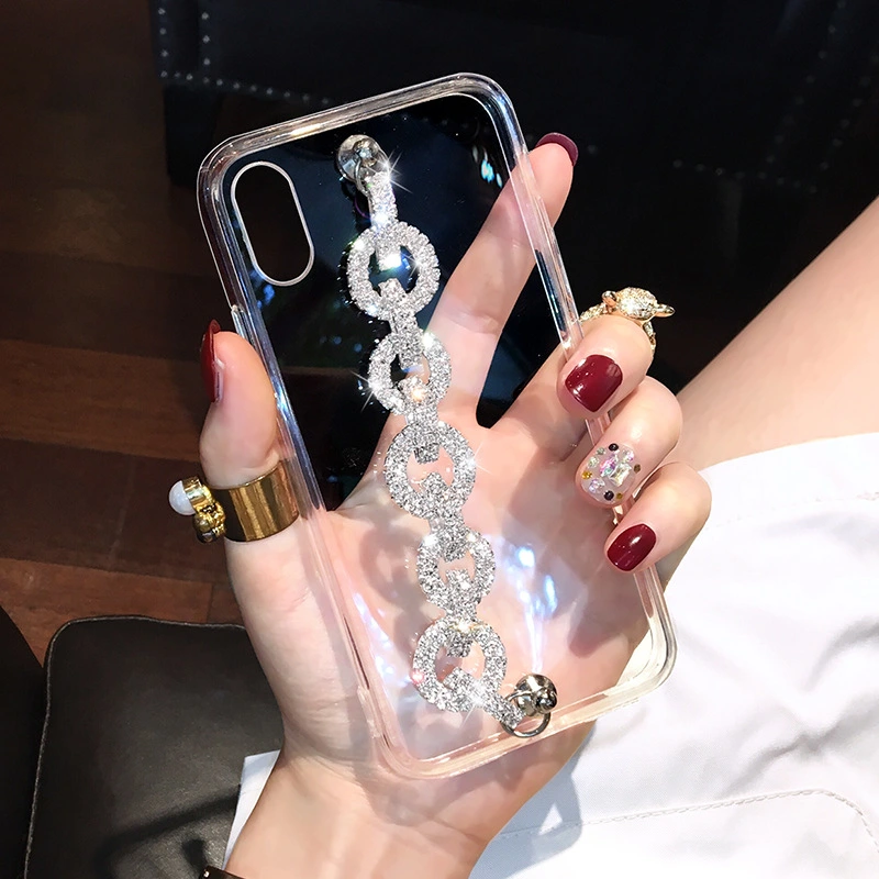 Compatible with Apple , Rhinestone Wristband All-inclusive Silicone Anti-Drop Phone Case