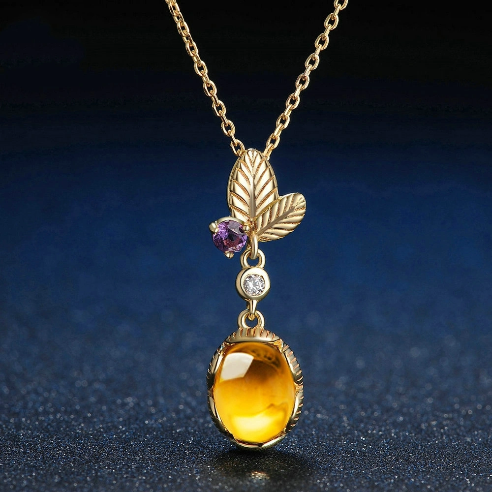 Naked Egg Citrine Gold Plated Pendant Necklace