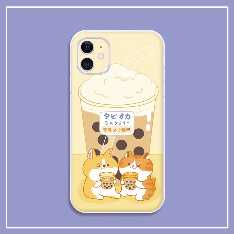 Milk Tea Dog Cat Japanese And Korean Style Mobile Phone Case