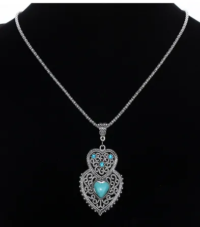 Pattern vintage earrings necklace diamond carving turquoise jewelry hollow