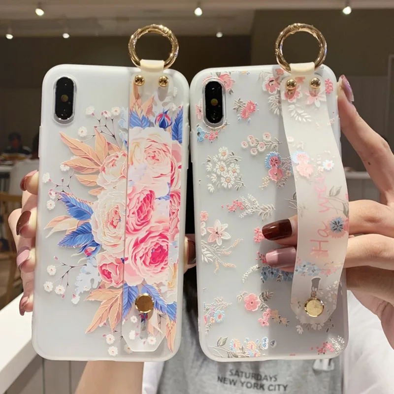 Compatible with Apple , Wristband flower phone case