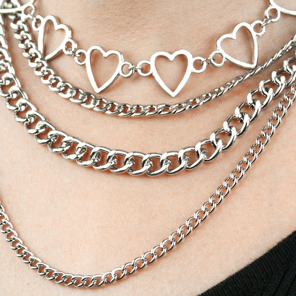 Punk style personality multi-layer necklace female clavicle chain