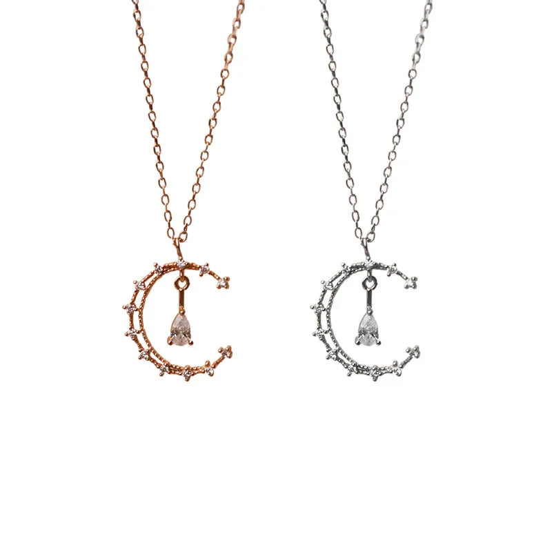 Lace Moon Diamond Necklace Clavicle Chain