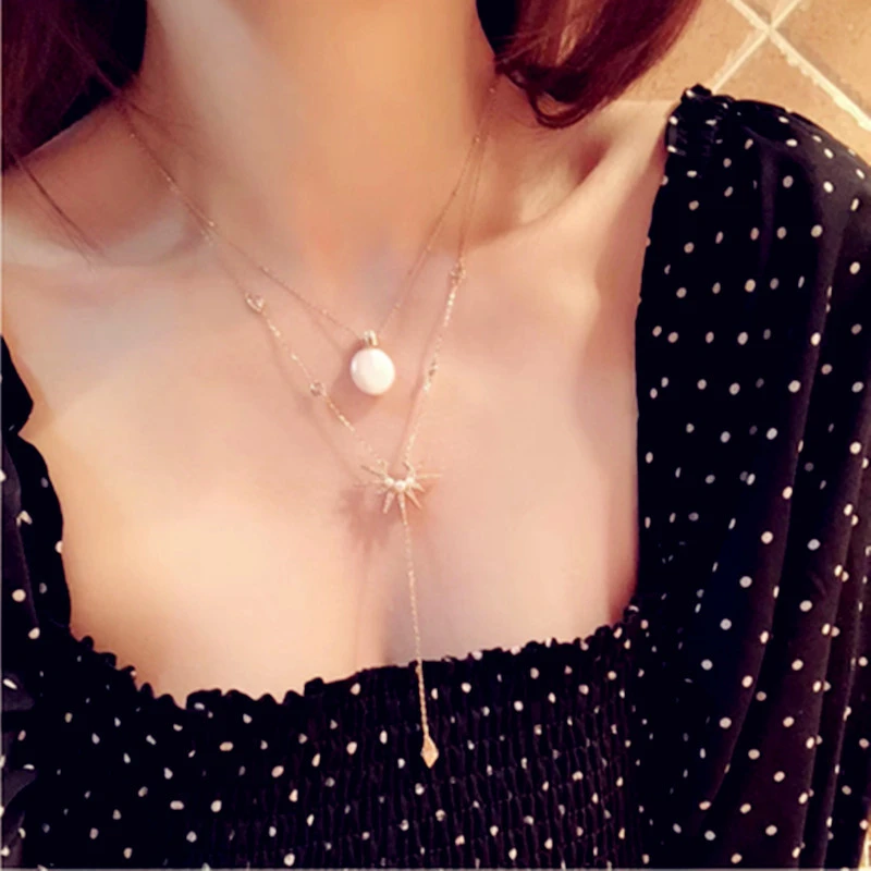 Sweater chain female long necklace temperament net red ins