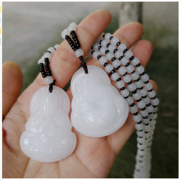 Obsidian Buddha Fashion Green&White Pendant
