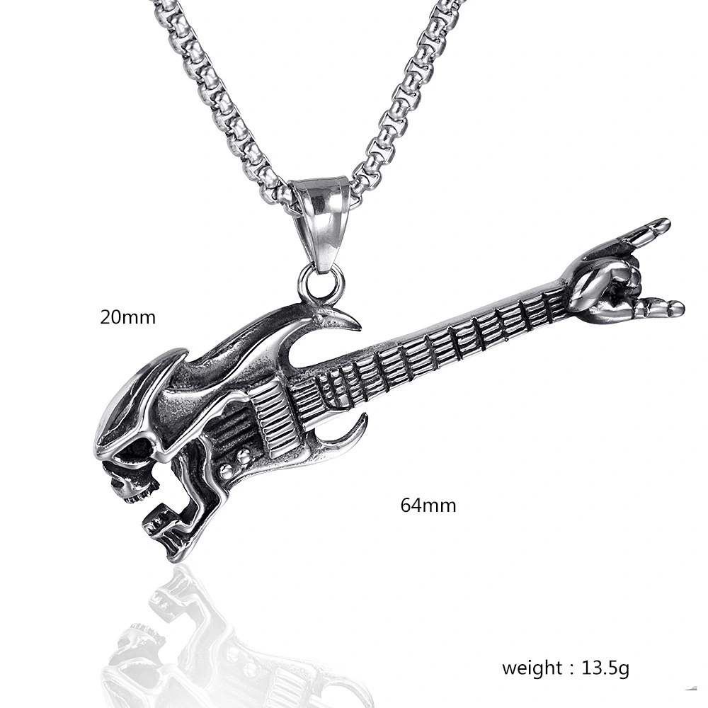 Rock Skull Guitar Pendant