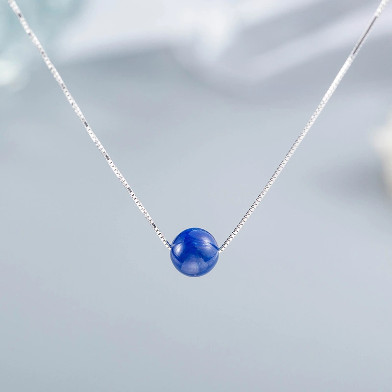 925 sterling silver kyanite necklace female exquisite simple clavicle chain short Korean necklace students 7497