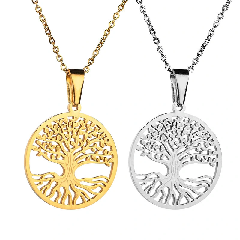 Stainless steel lucky tree necklace pendant