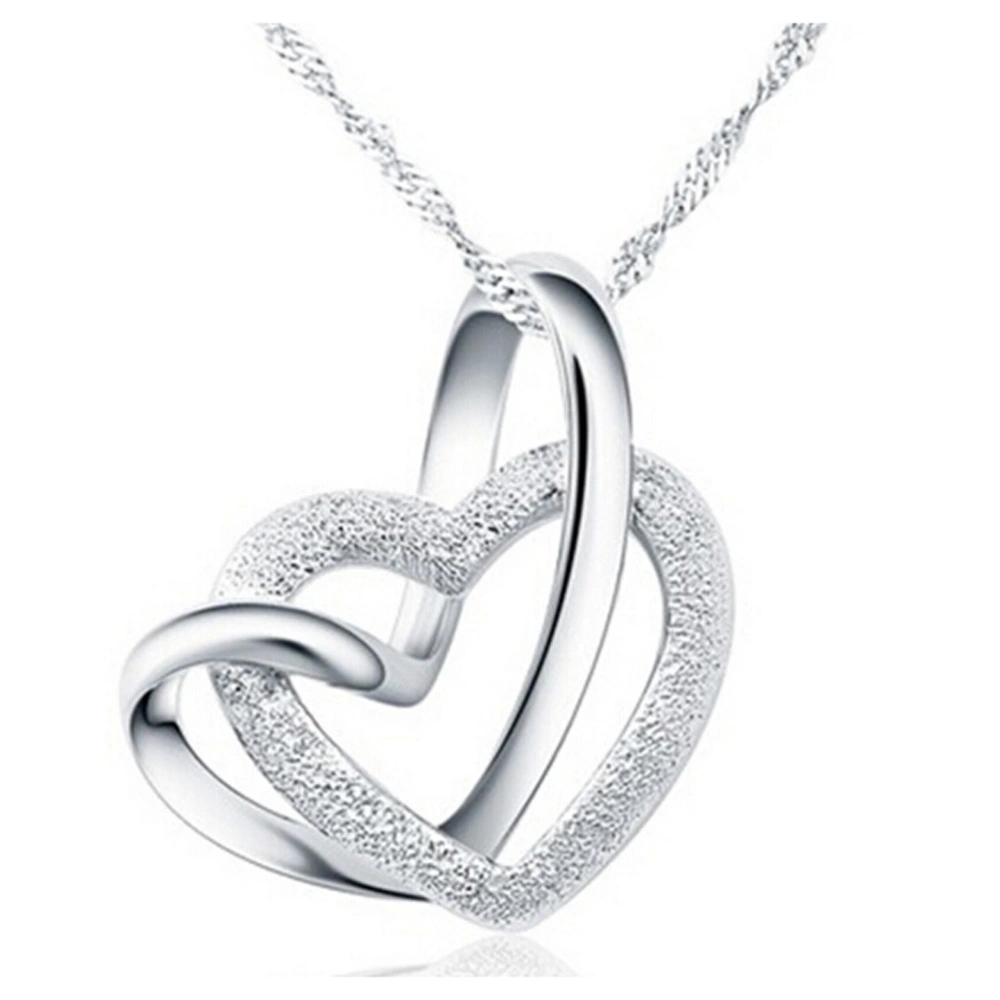 Double Heart Pendant Necklace Clavicle Chain