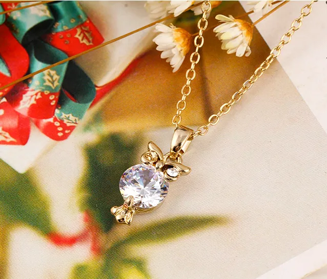 Owl zircon necklace