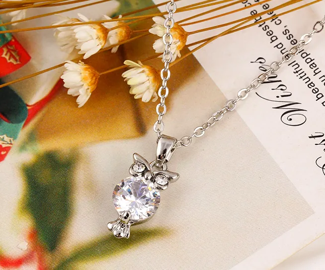 Owl zircon necklace