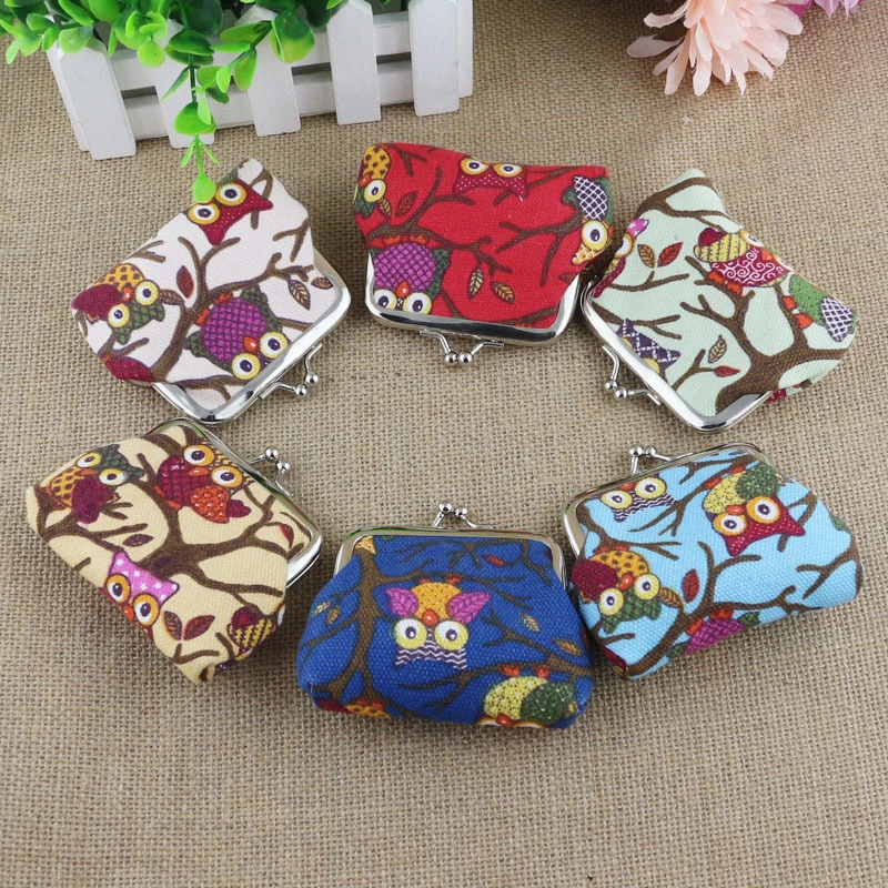 Korean lovely small zero purse lady canvas owl cartoon children coin bag Yiwu small purse wholesale