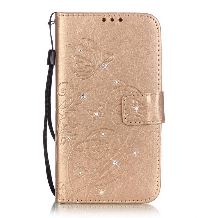 Single-sided point butterfly embossed wallet phone case