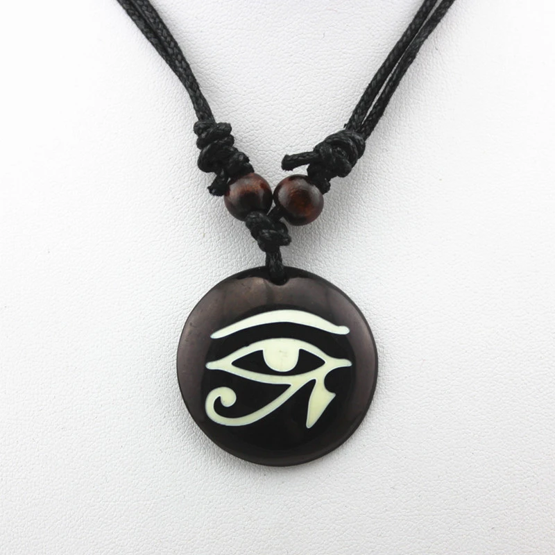 Egyptian Eye Of Horus Necklace Black Round Resin Necklace