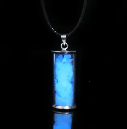 Fluorescent Wishing Bottle Pendant Glass Drifting Bottle Necklace Night Light Stone Pendant