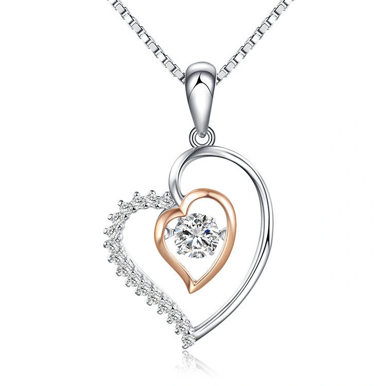 S925 Silver Necklace selling South Korea version of female fashion smart love diamond pendant in Sterling Silver Jewelry Group