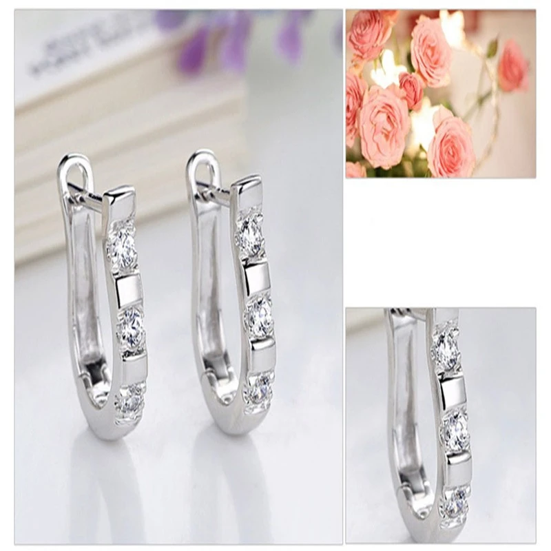 Korean Version Of The U-shaped Zircon Earrings