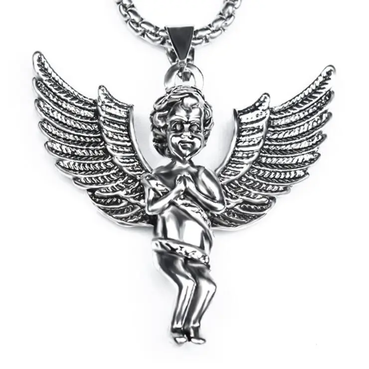 Little Angel Hip Hop Personality Titanium Steel Pendant Necklace