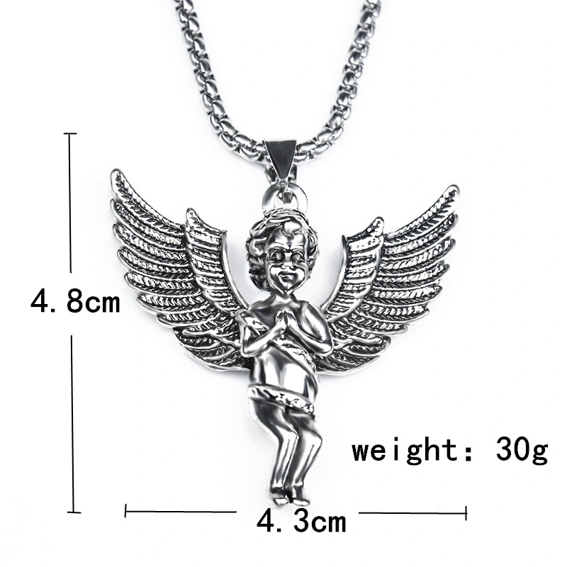 Little Angel Hip Hop Personality Titanium Steel Pendant Necklace