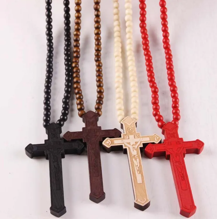 Cross Wooden Bead Necklace Trend Cool Night Club Fashion Hot Wood Jewelry