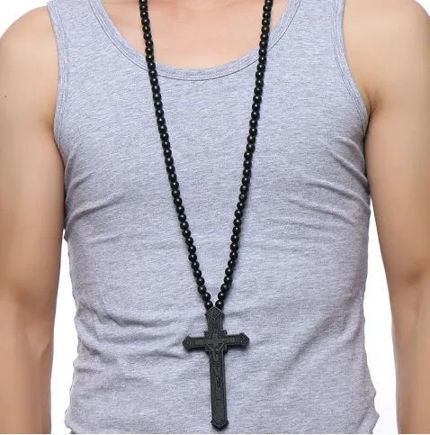 Cross Wooden Bead Necklace Trend Cool Night Club Fashion Hot Wood Jewelry