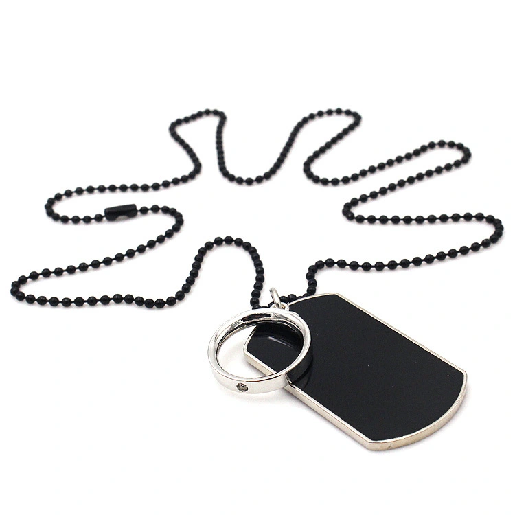 Black tag ring Bullet cross sweater chain