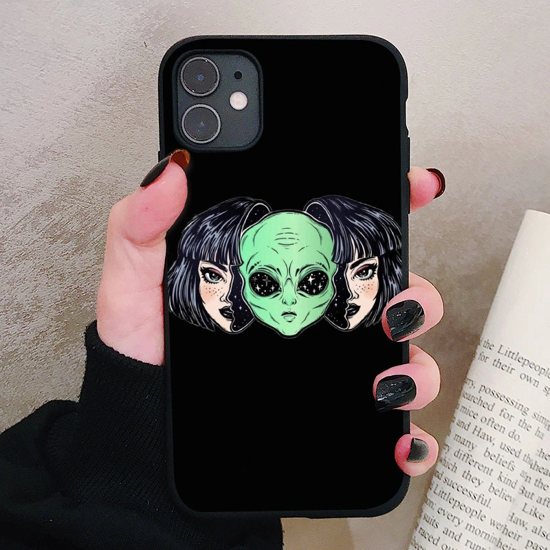 Compatible with Apple , Cartoon Alien Phone Case Suitable For Matte