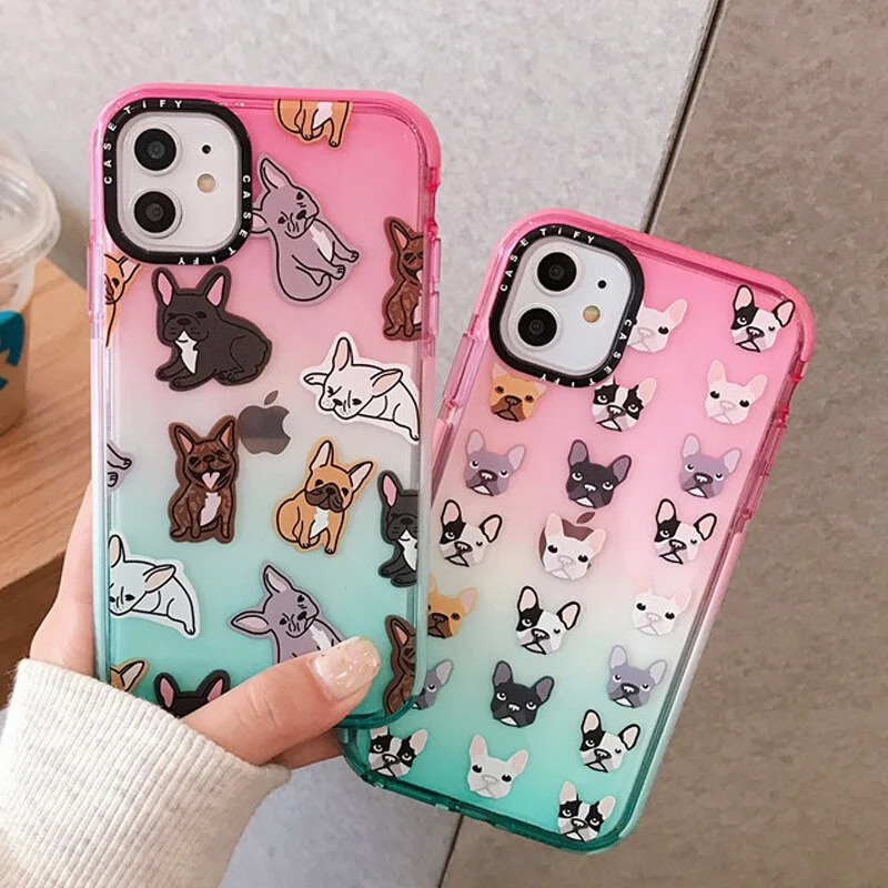 Compatible with Apple , Cute dog gradient phone case