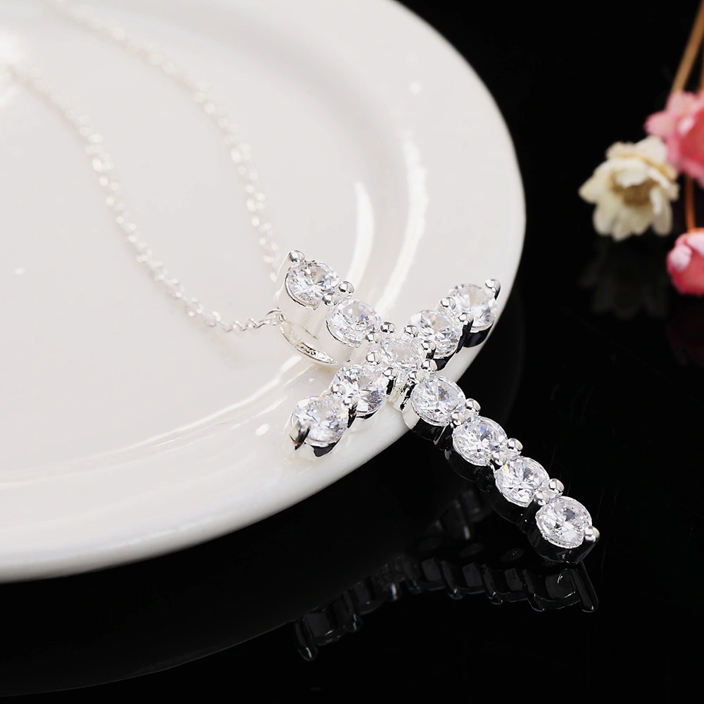 Large Zircon Crystal Cross Necklace